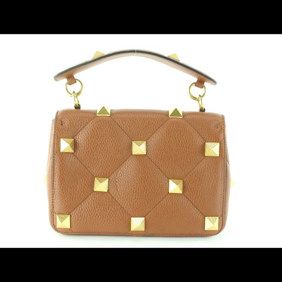 Valentino Caramel Brown Roma Stud 2way Crossbody Hammered GHW 1VAL0509 - Picture 10 of 12